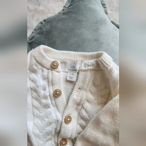 Infant Cloud Island Women's White Cable Knit Cardigan